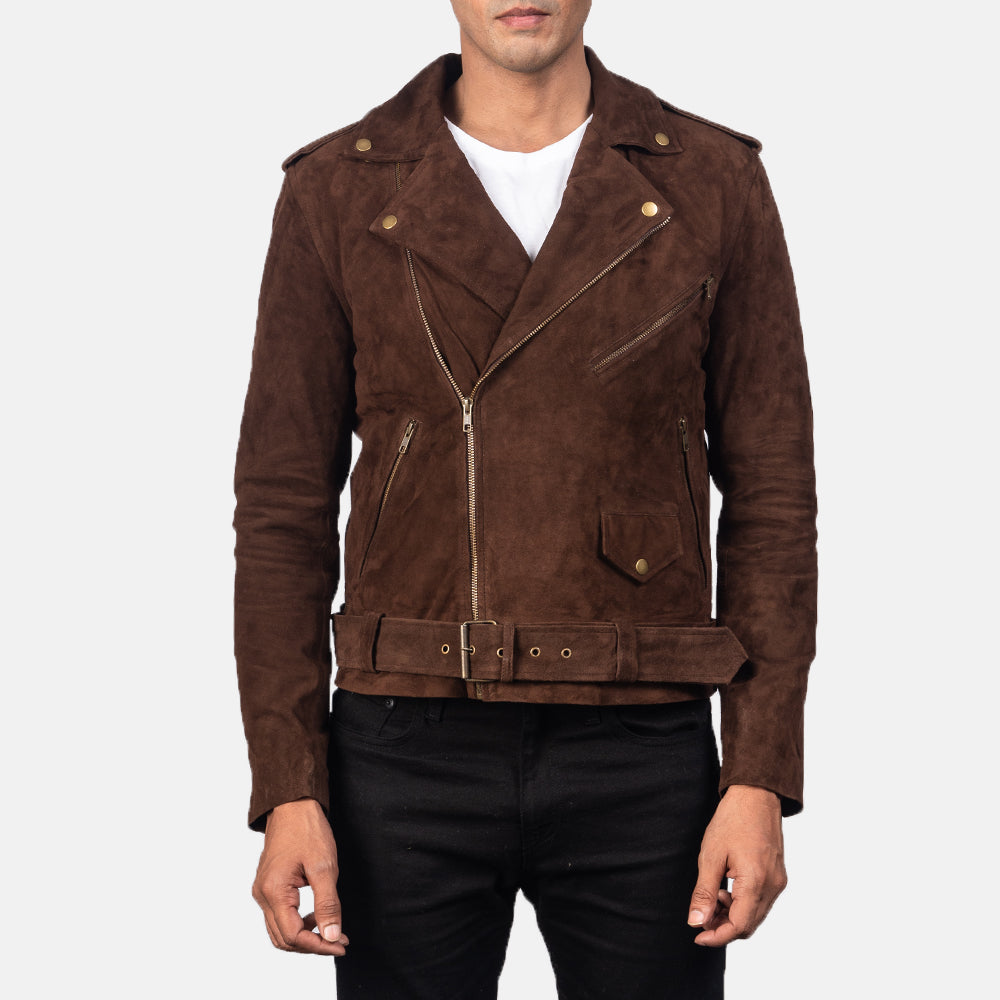Allaric Alley Mocha Suede Biker Jacket - Fierce Fusion