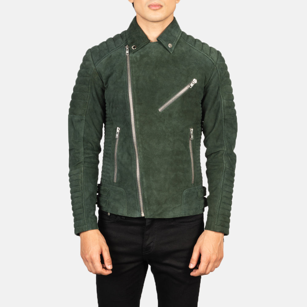 Armand Green Suede Biker Jacket - Fierce Fusion