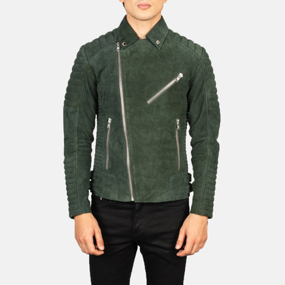 Armand Green Suede Biker Jacket - Fierce Fusion