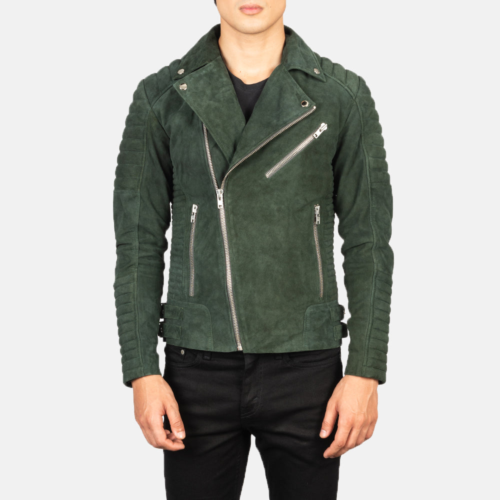 Armand Green Suede Biker Jacket - Fierce Fusion