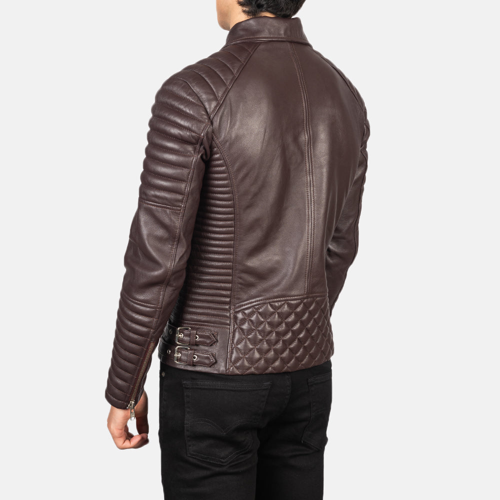 Armand Maroon Leather Biker Jacket - Fierce Fusion