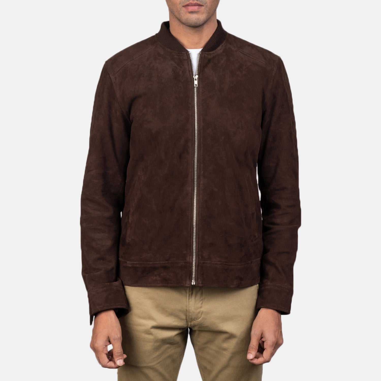 Blain Mocha Suede Bomber Jacket - Fierce Fusion