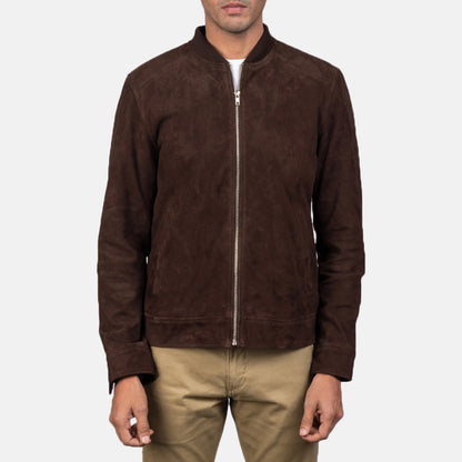 Blain Mocha Suede Bomber Jacket - Fierce Fusion