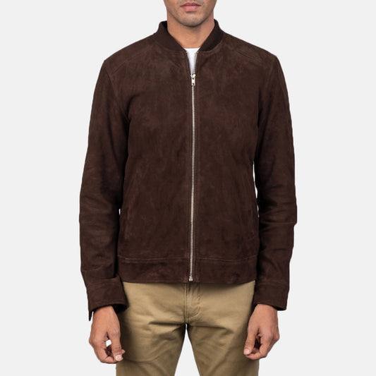 Blain Mocha Suede Bomber Jacket - Fierce Fusion