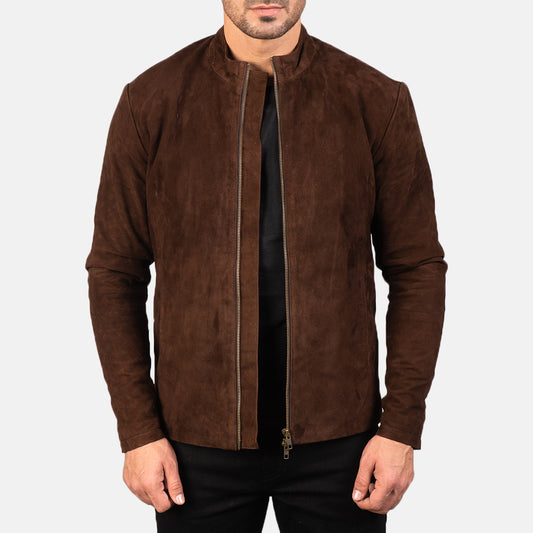 Charcoal Mocha Suede Biker Jacket - Fierce Fusion