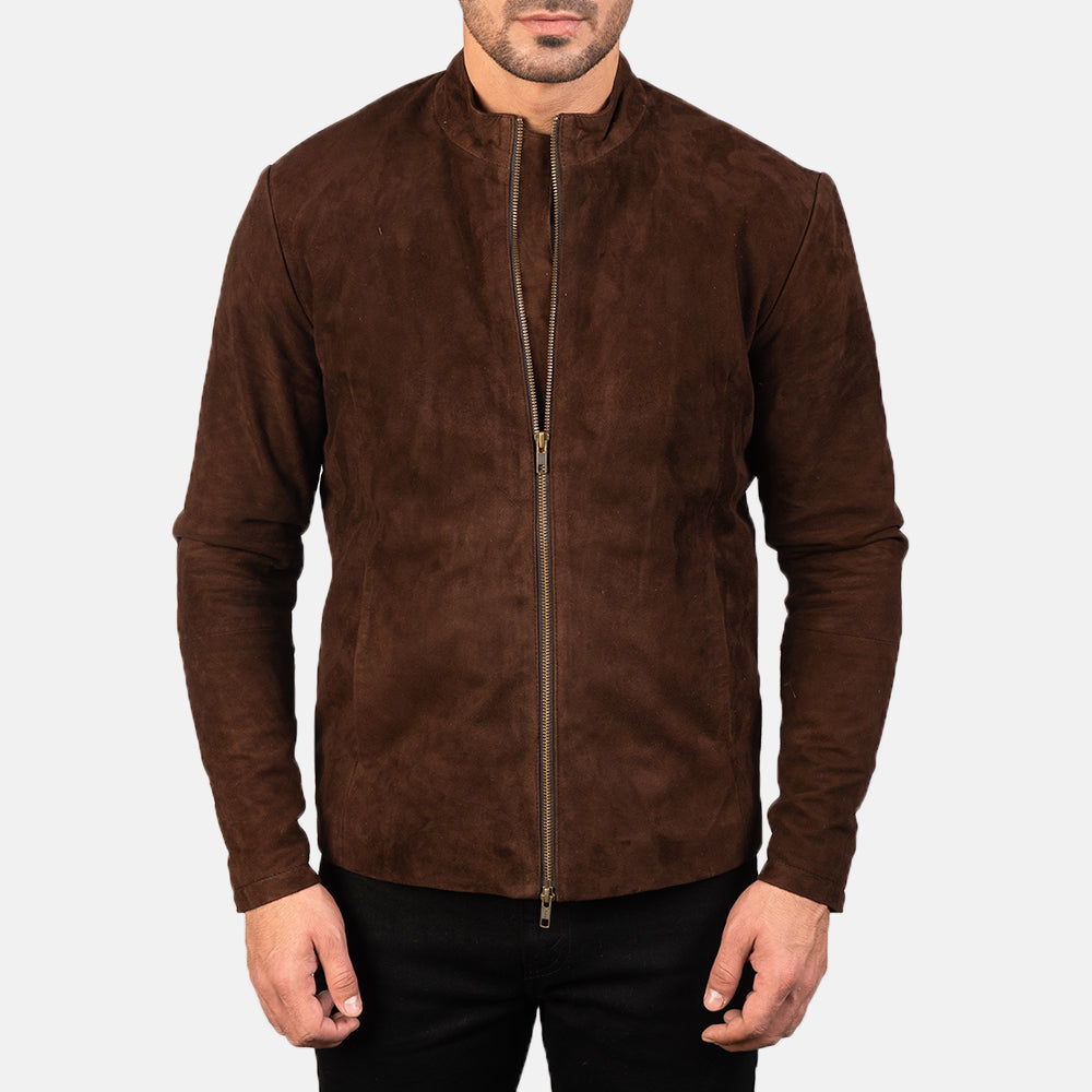 Charcoal Mocha Suede Biker Jacket - Fierce Fusion