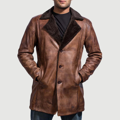 Cinnamon Distressed Leather Fur Coat - Fierce Fusion