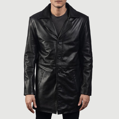 Classmith Black Leather Coat - Fierce Fusion