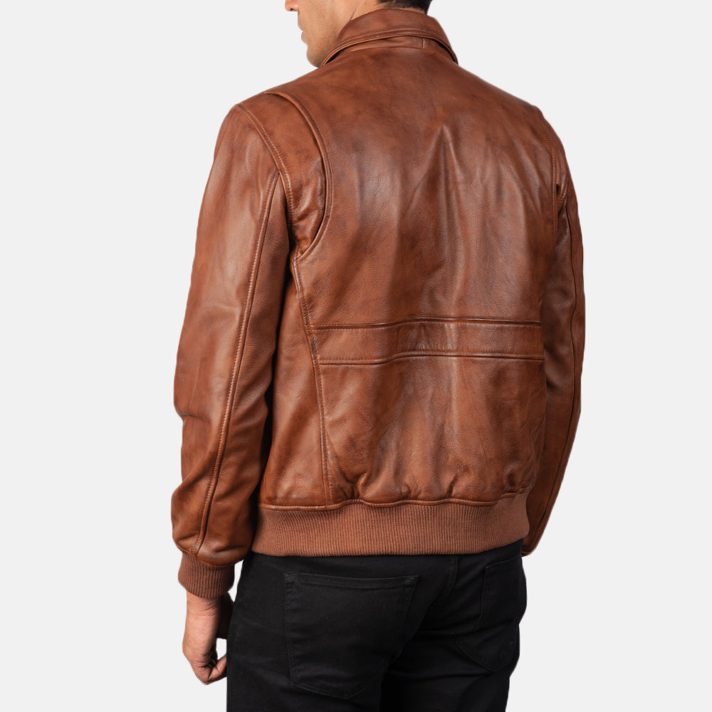 Coffmen Brown A2 Leather Bomber Jacket - Fierce Fusion