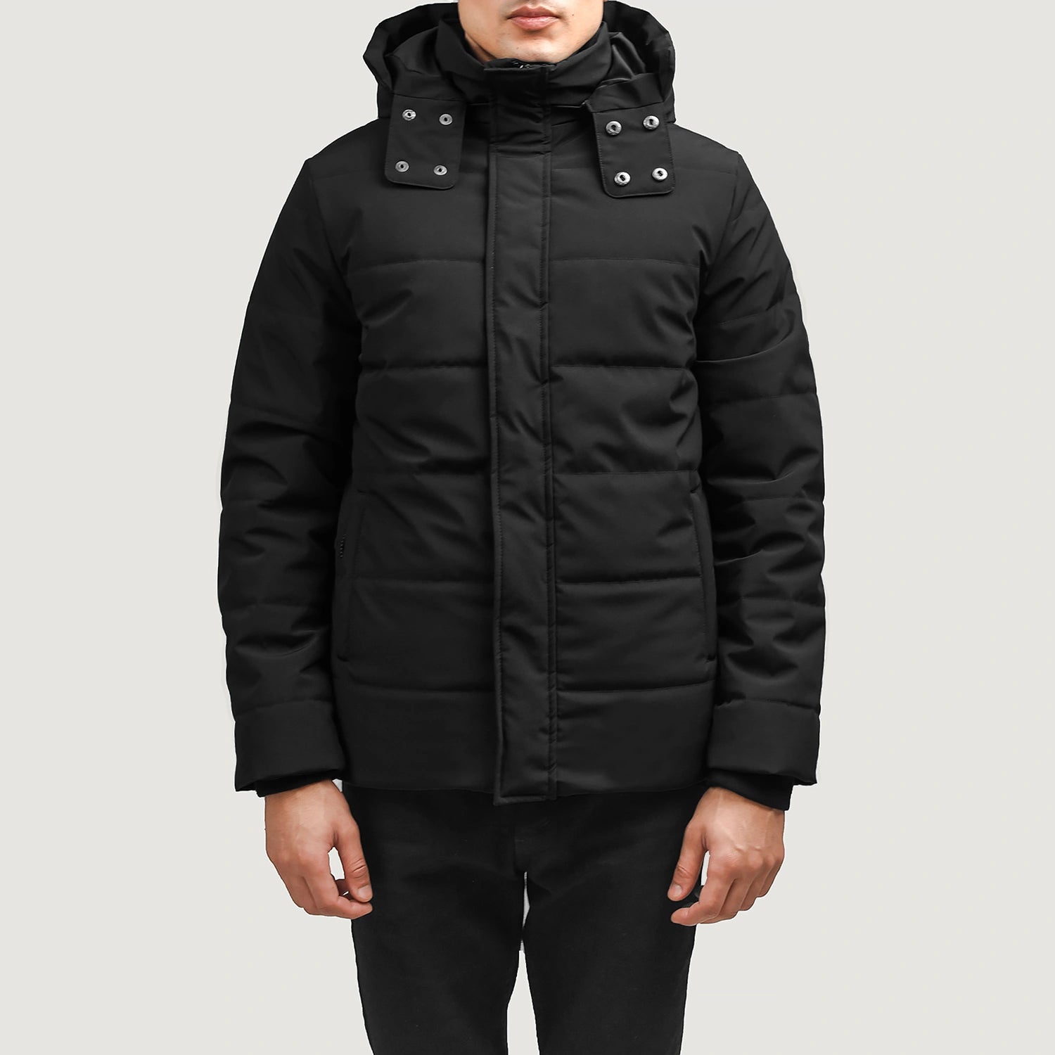 Exton Black Hooded Down Puffer Jacket - Fierce Fusion