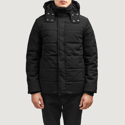 Exton Black Hooded Down Puffer Jacket - Fierce Fusion