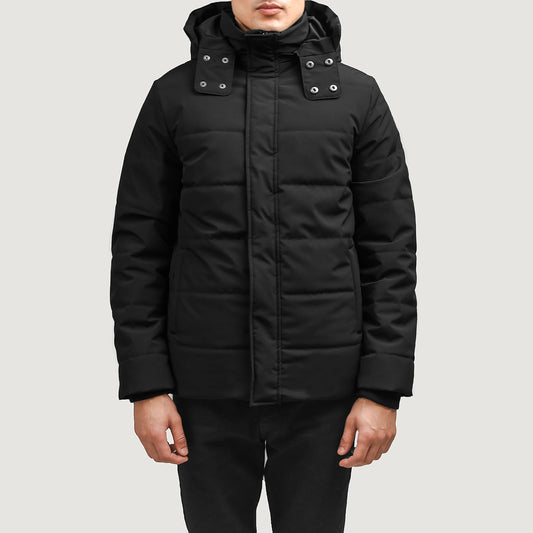 Exton Black Hooded Down Puffer Jacket - Fierce Fusion