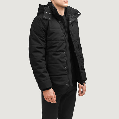 Exton Black Hooded Down Puffer Jacket - Fierce Fusion