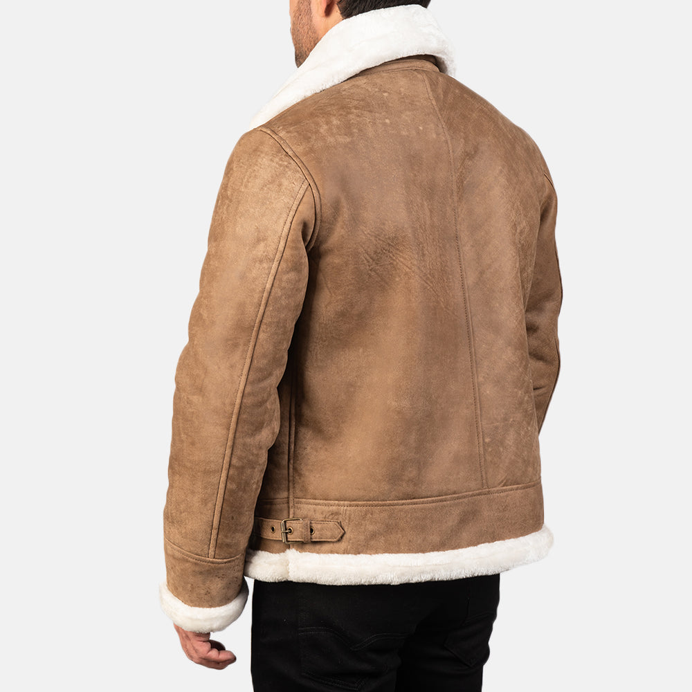 Francis B-3 Distressed Brown Leather Bomber Jacket - Fierce Fusion