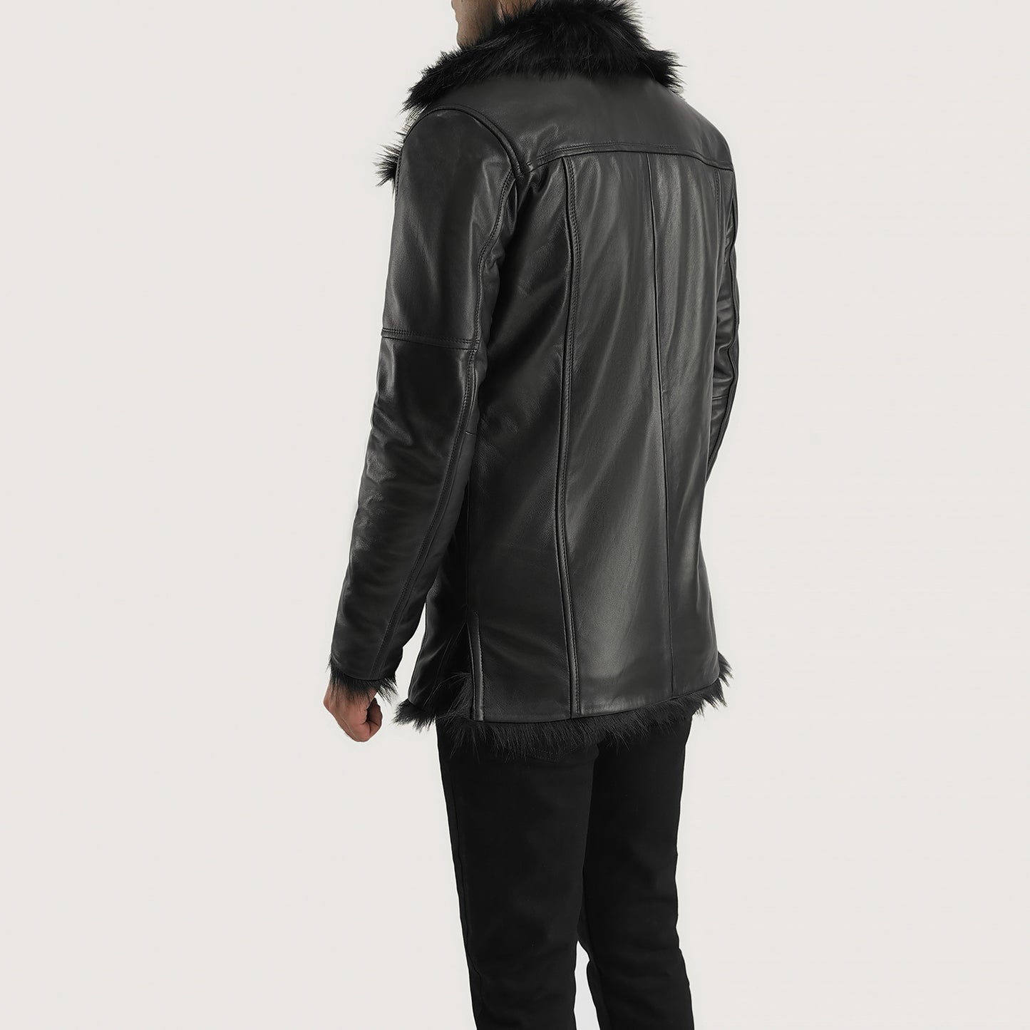 Furcliff Black Leather Coat - Fierce Fusion