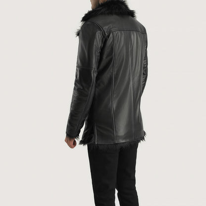 Furcliff Black Leather Coat - Fierce Fusion