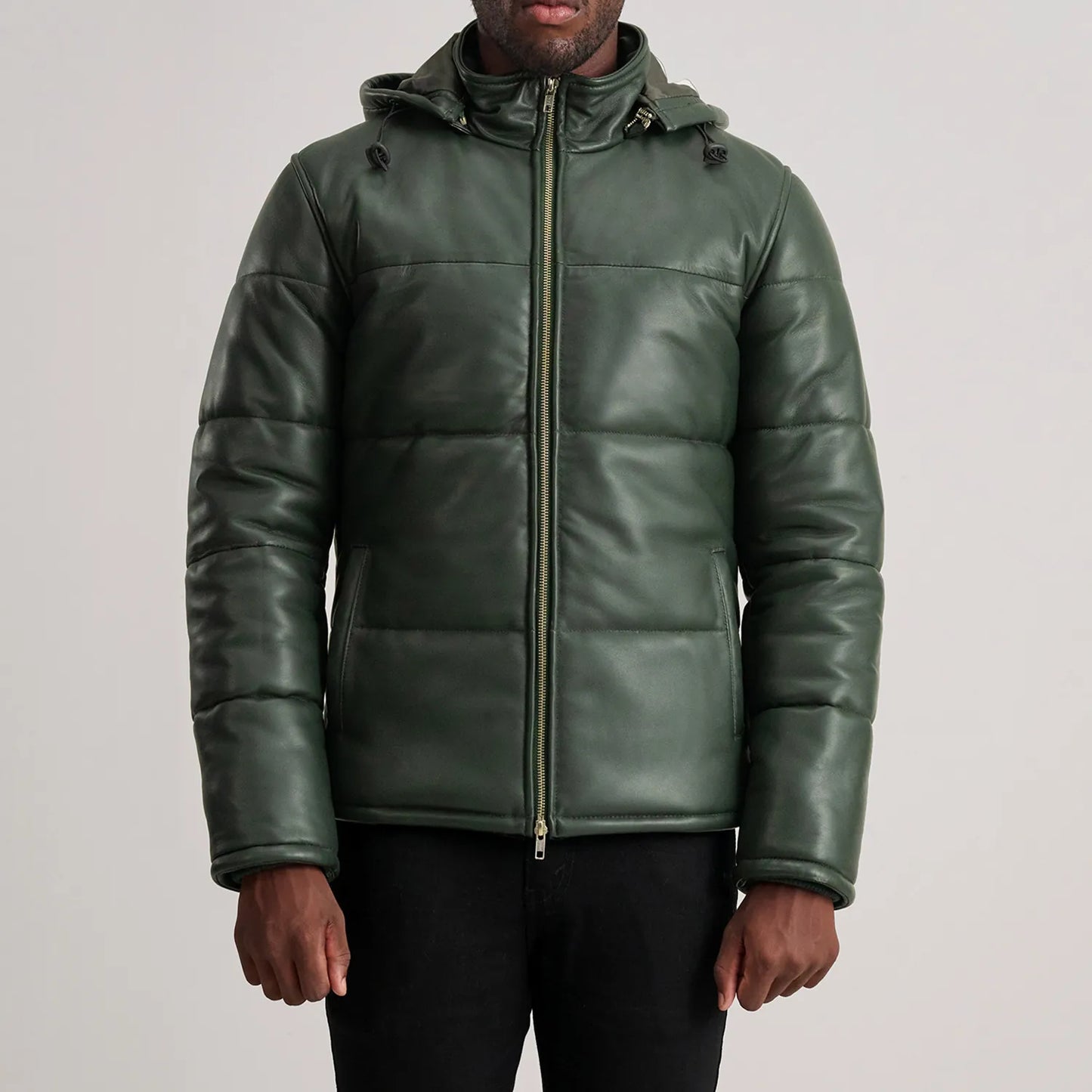 Gordon Green Hooded Leather Puffer Jacket - Fierce Fusion