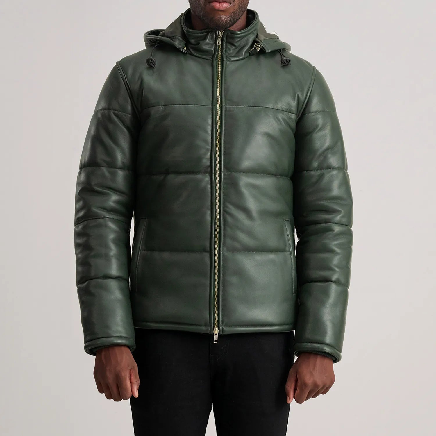 Gordon Green Hooded Leather Puffer Jacket - Fierce Fusion