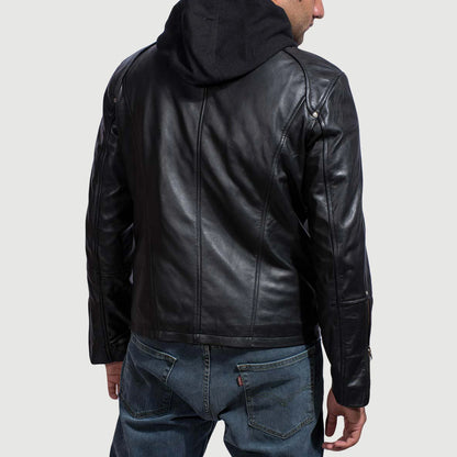 Highschool Black Hooded Leather Jacket - Fierce Fusion