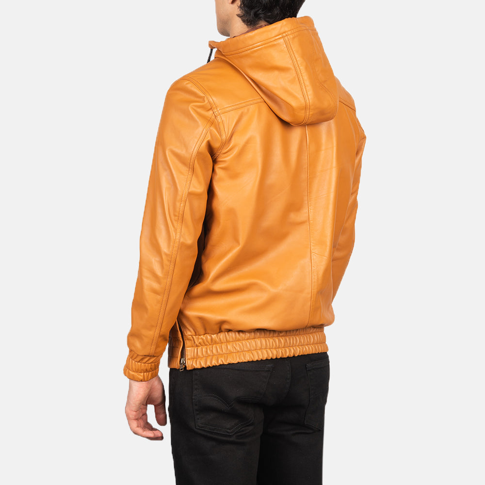 Kenton Hooded Brown Leather Pullover Jacket - Fierce Fusion