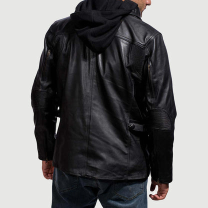 Moulder Hooded Black Leather Jacket - Fierce Fusion