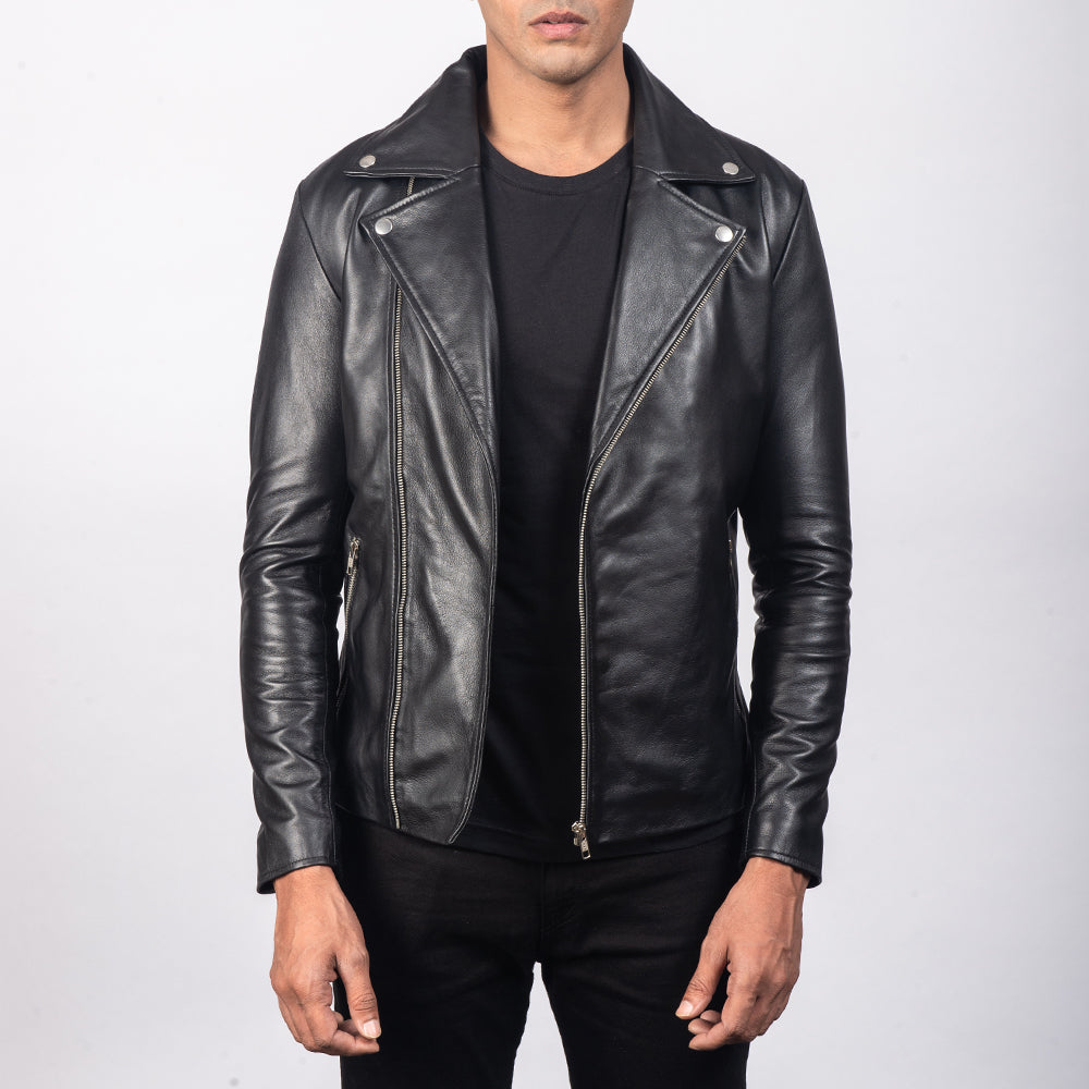 Noah Black Biker Leather Jacket - Fierce Fusion