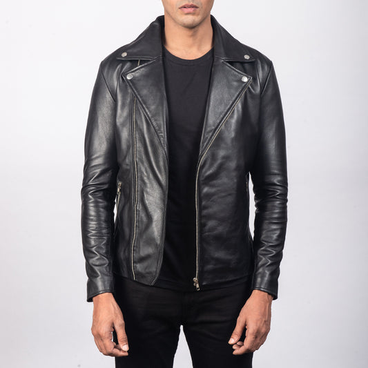 Noah Black Biker Leather Jacket - Fierce Fusion
