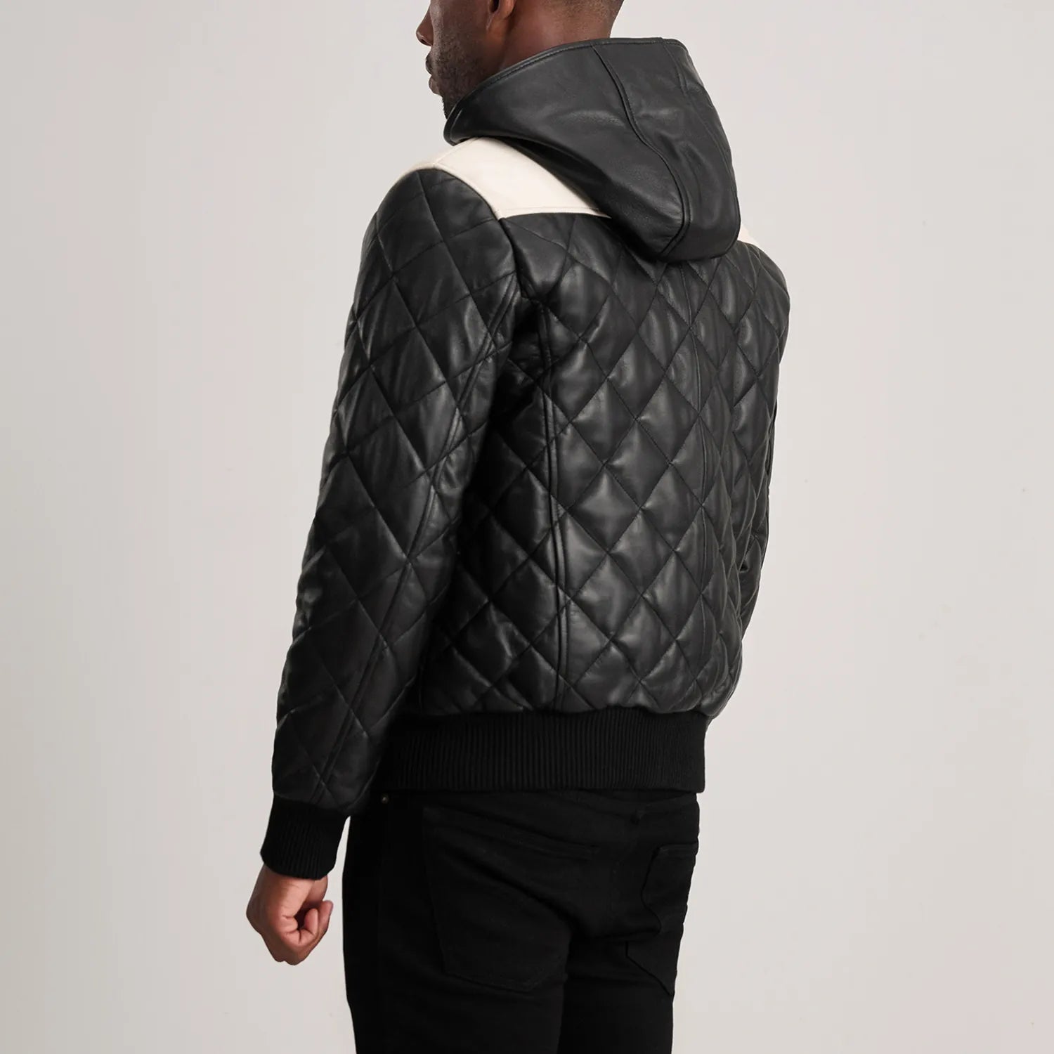 Norman Black Hooded Bomber Leather Puffer Jacket - Fierce Fusion