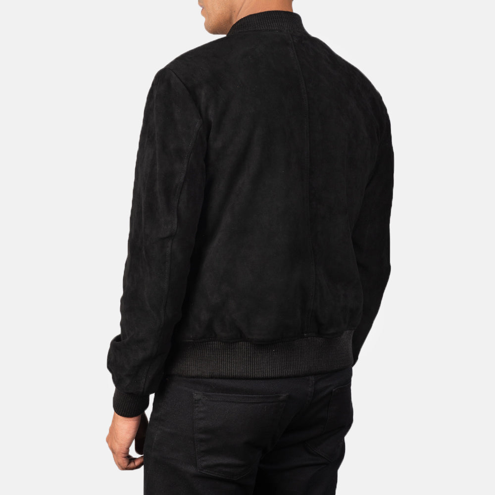 Shane Black Suede Bomber Jacket - Fierce Fusion