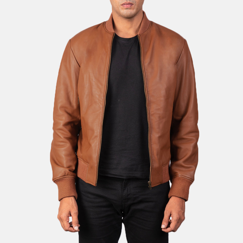 Shane Brown Leather Bomber Jacket - Fierce Fusion