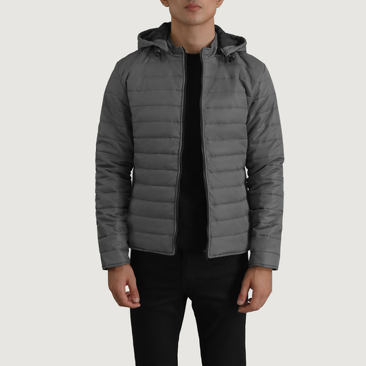 Tyler Grey Hooded Puffer Jacket - Fierce Fusion