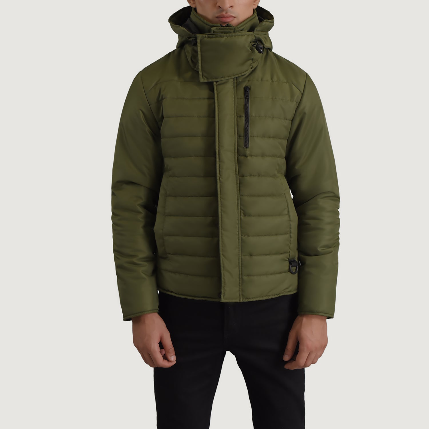 Malcolm Green Hooded Puffer Jacket - Fierce Fusion