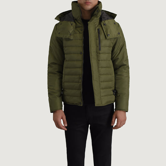 Malcolm Green Hooded Puffer Jacket - Fierce Fusion