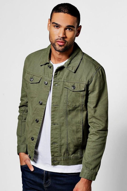 Urban Explorer Olive Green Denim Jacket - Fierce Fusion