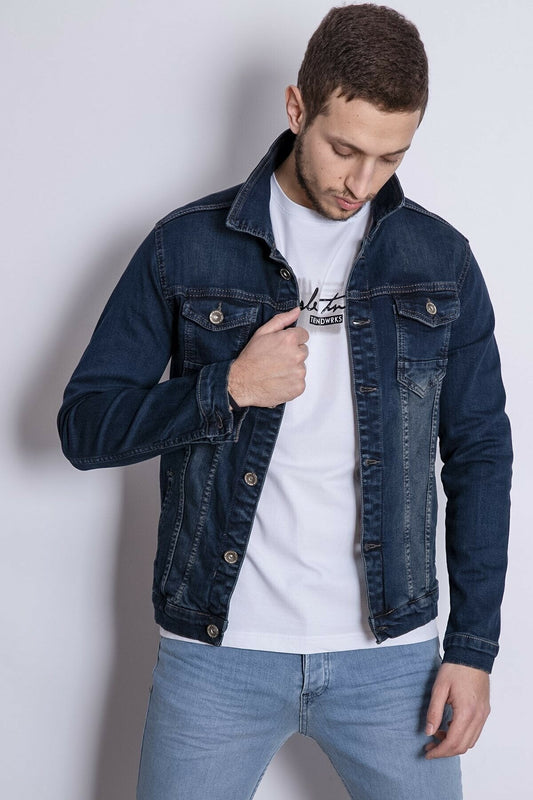 Classic Blue Stretch Denim Jacket - Fierce Fusion