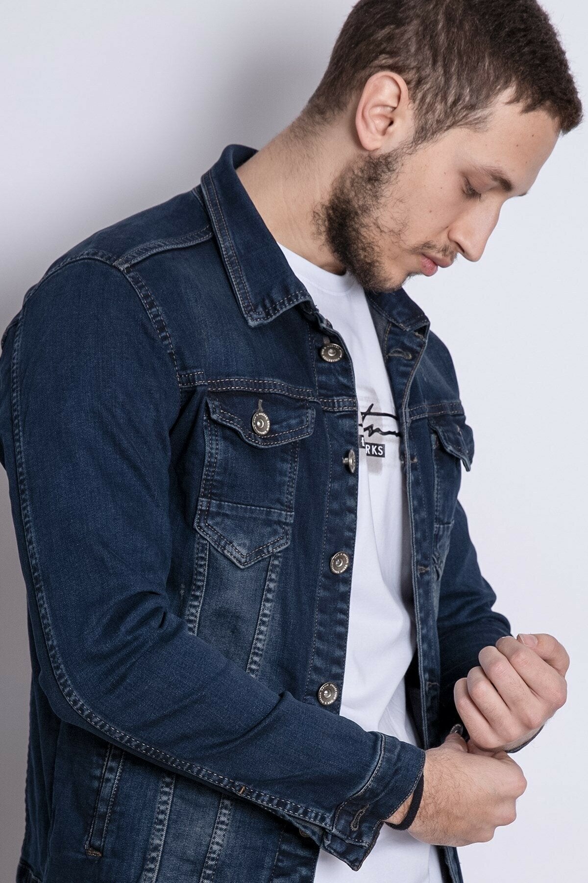 Classic Blue Stretch Denim Jacket - Fierce Fusion