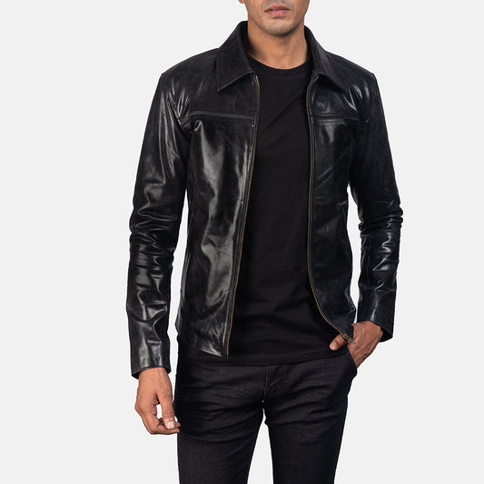 Mystical Black Leather Jacket - Fierce Fusion