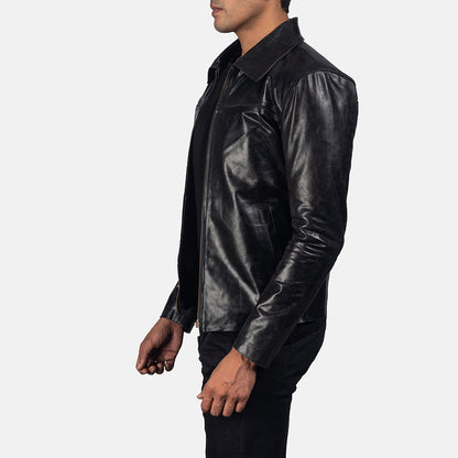 Mystical Black Leather Jacket - Fierce Fusion