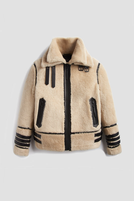 Arctic Edge Lambskin Shearling Jacket - Fierce Fusion