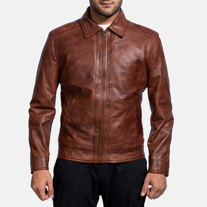 Inferno Brown Leather Jacket - Fierce Fusion