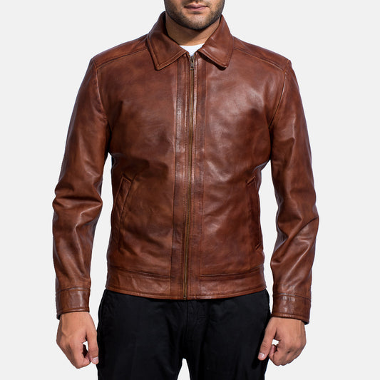 Inferno Brown Leather Jacket - Fierce Fusion