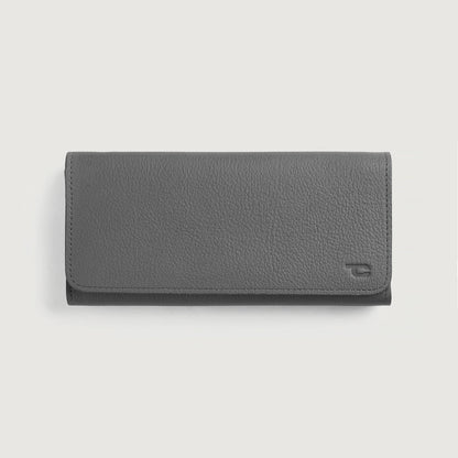 Grey Leather Continental Wallet - Fierce Fusion