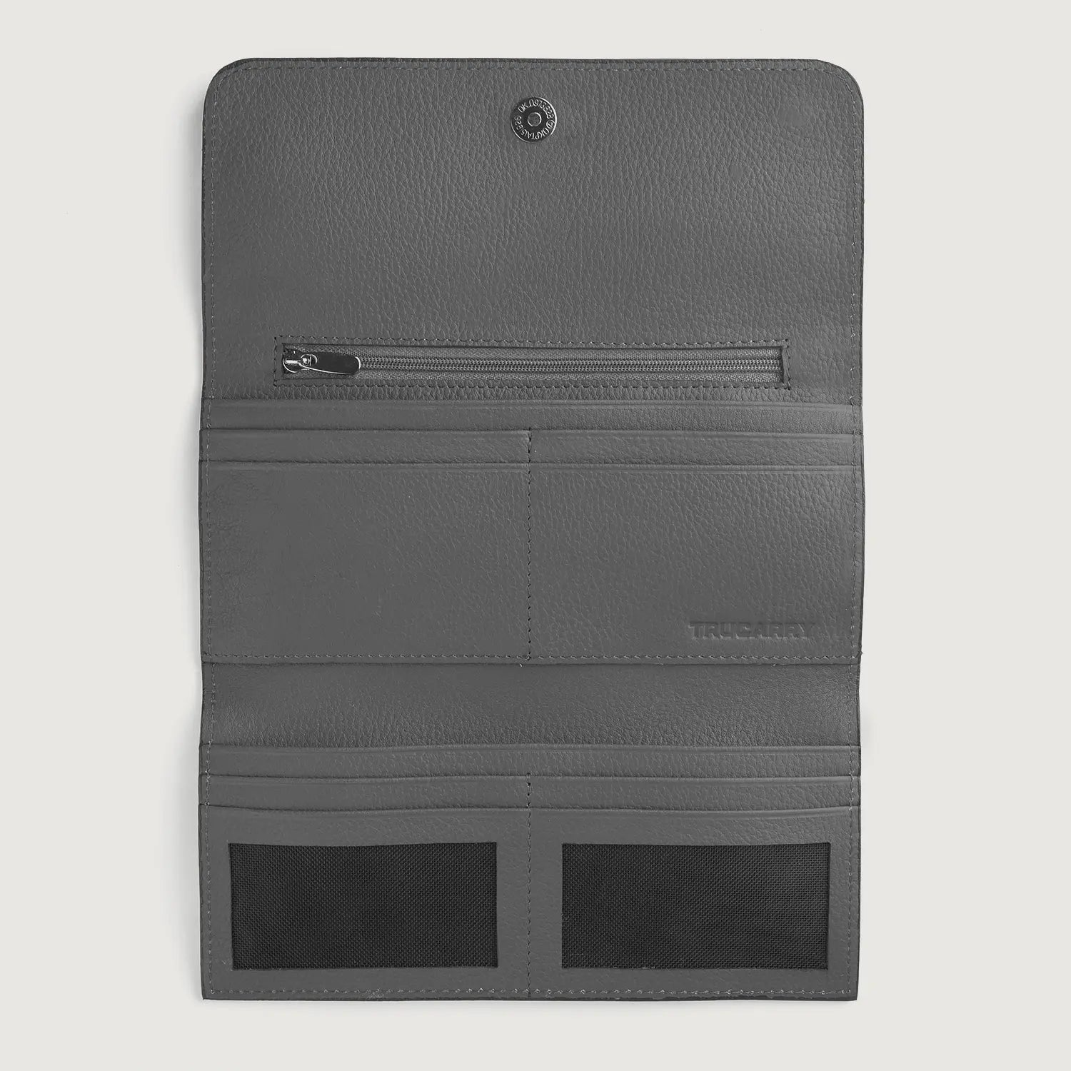 Grey Leather Continental Wallet - Fierce Fusion
