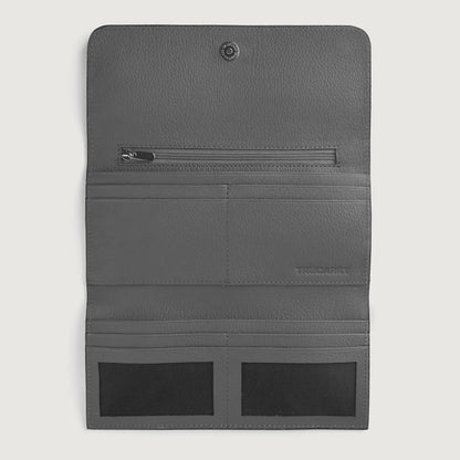 Grey Leather Continental Wallet - Fierce Fusion