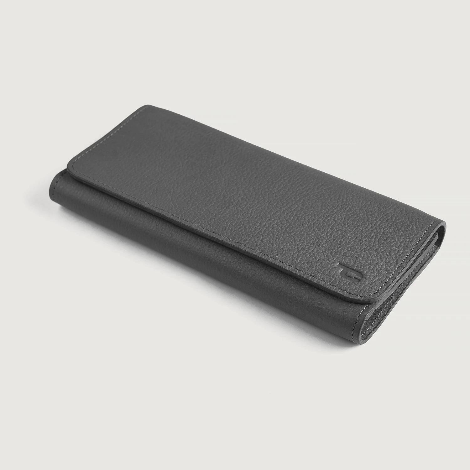 Grey Leather Continental Wallet - Fierce Fusion