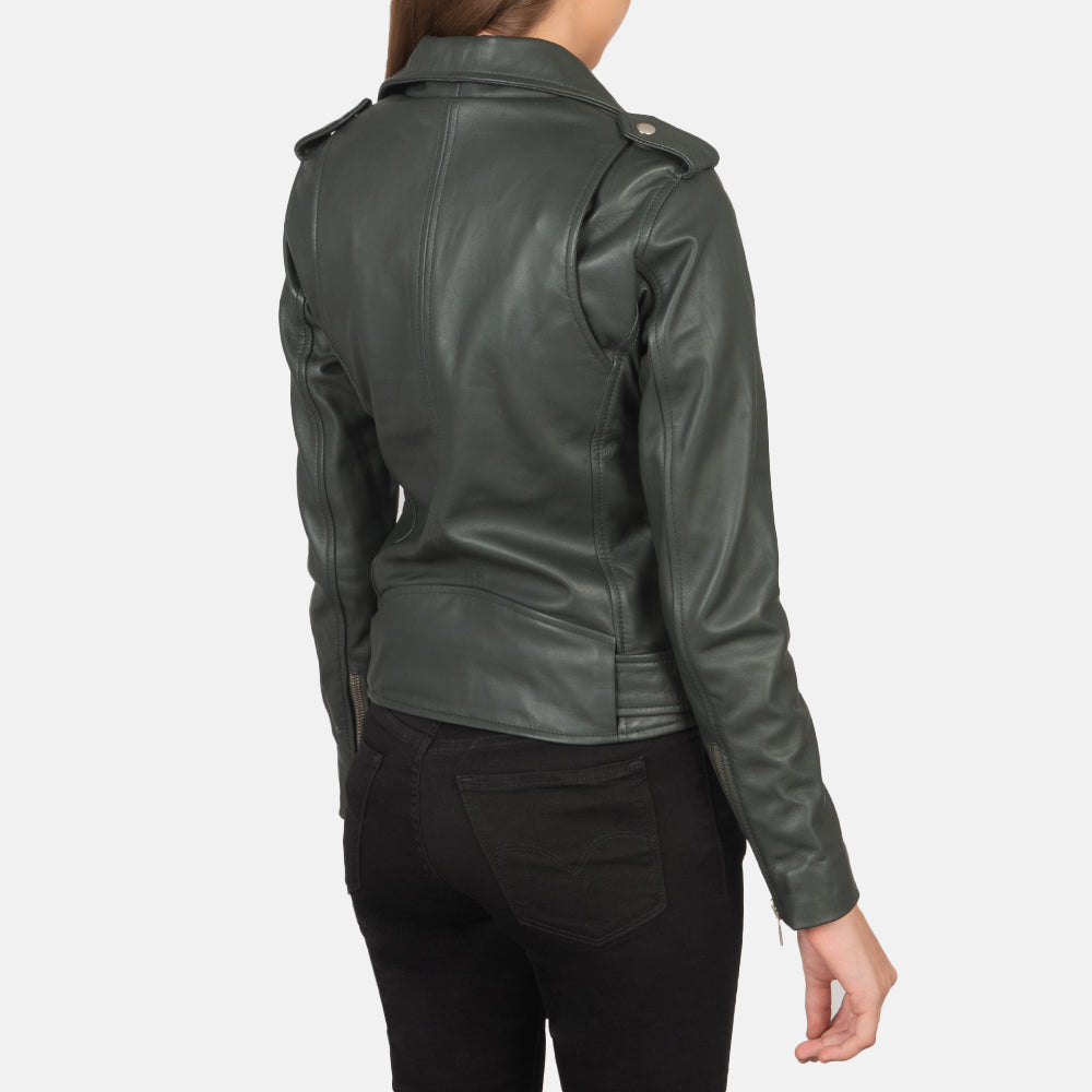 Alison Green Leather Biker Jacket - Fierce Fusion