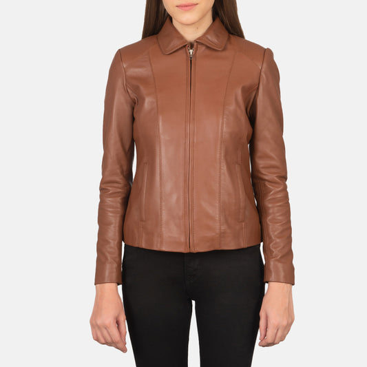 Colette Brown Leather Jacket - Fierce Fusion
