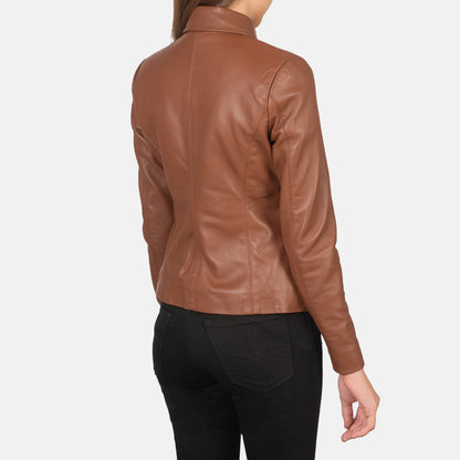 Colette Brown Leather Jacket - Fierce Fusion