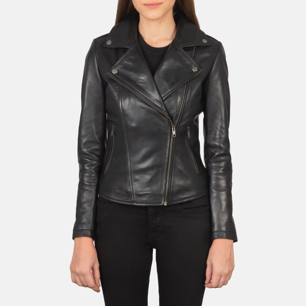 Flashback Black Leather Biker Jacket - Fierce Fusion