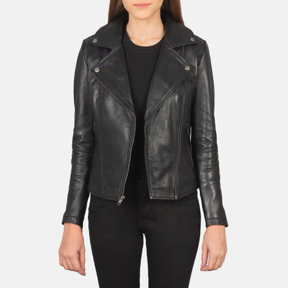 Flashback Black Leather Biker Jacket - Fierce Fusion